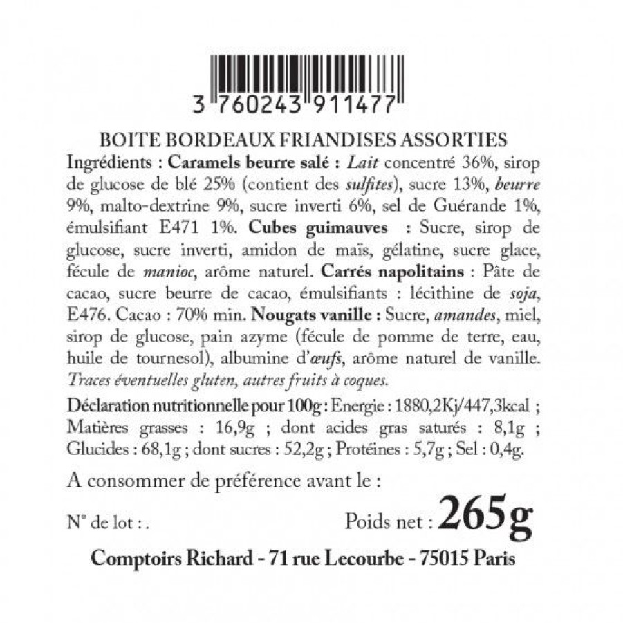 Epicerie Sucree Comptoi Rsrichard Boite Gourmande | Boite Gourmande Tour Eiffel En Metal Laque Bordeaux Garnie De Confiseries 265G