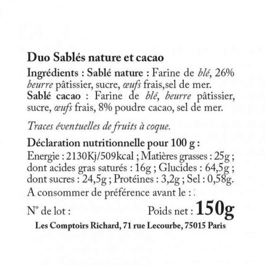 Epicerie Sucree Comptoi Rsrichard Bord De Tasse | Sachet Garni De Duo Sables Nature & Sables Cacao 150G