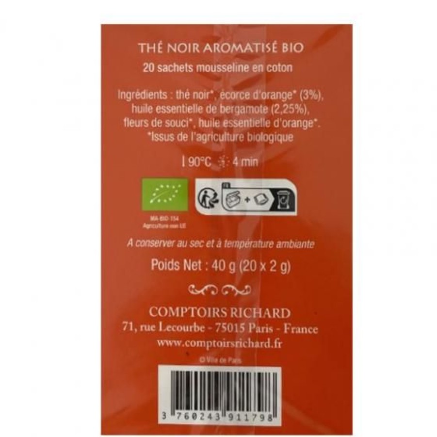 The Et Infusion Comptoi Rsrichard The Aromatise | The Noir Bio Parfum Bergamote & Orange Pause Gourmande Rive Droite Sachets Mousseline X20