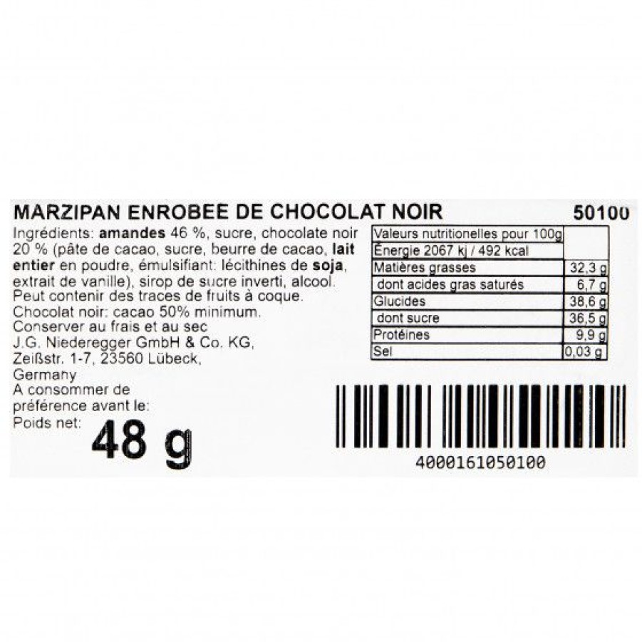 Epicerie Sucree Comptoi Rsrichard Biscuit Et Specialite | Pain De Marzipan Enrobe De Chocolat Noir 48G