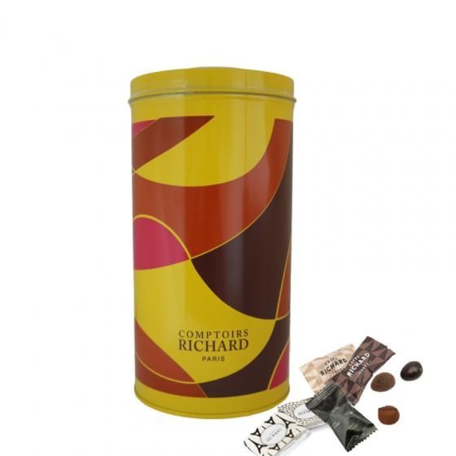 Epicerie Sucree Comptoi Rsrichard Coffret Et Offre Decouverte | Boite Gourmande Jaune Garnie Autour Du Chocolat 230G