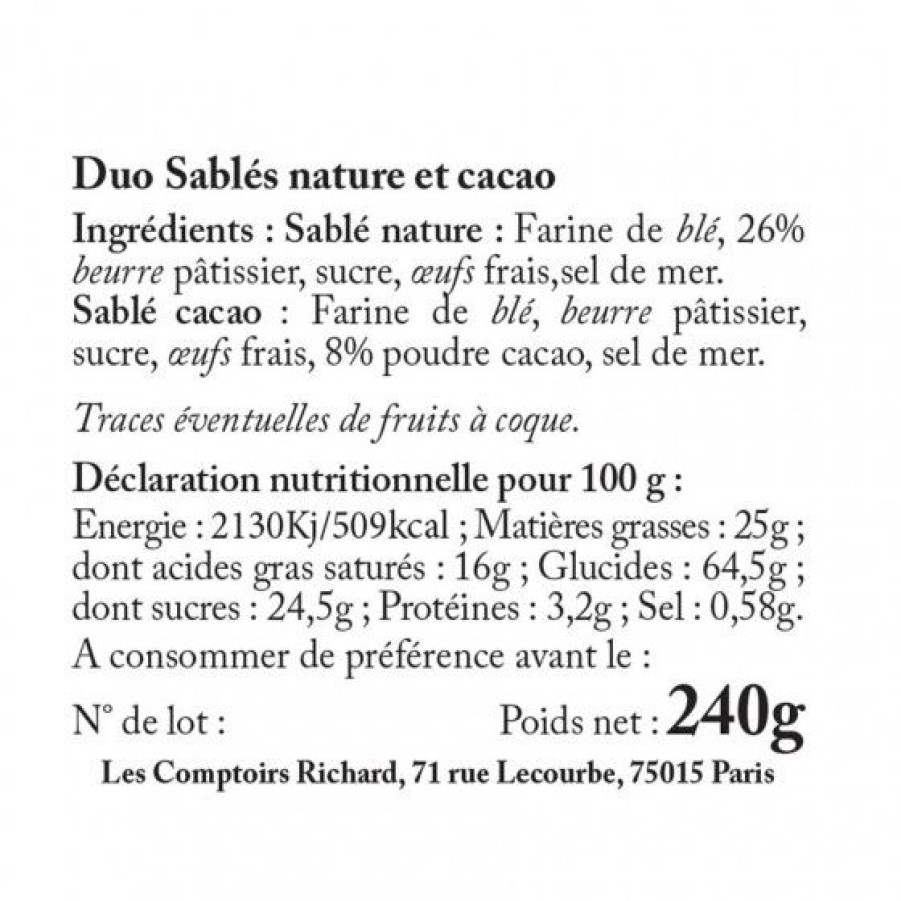 Epicerie Sucree Comptoi Rsrichard Bord De Tasse | Etui Garni De Duo Sables Nature & Sables Cacao 240G