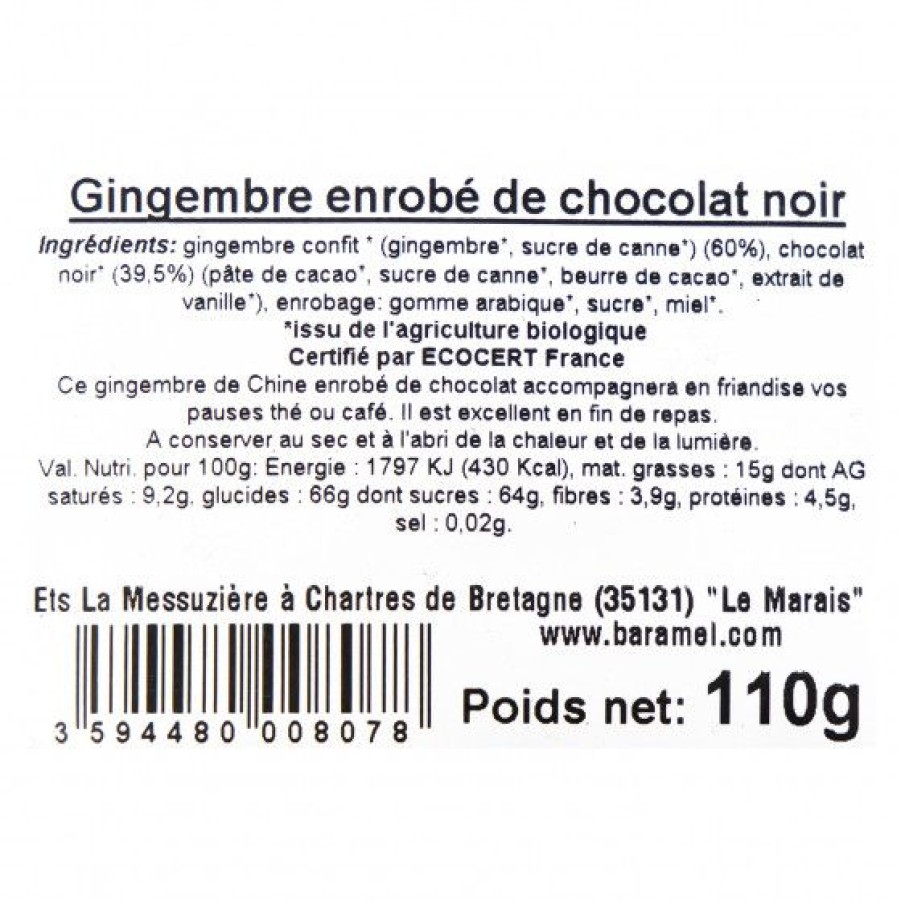 Epicerie Sucree Comptoi Rsrichard Chocolat | Bonbons Gingembre Enrobe De Chocolat Noir Bio 110G