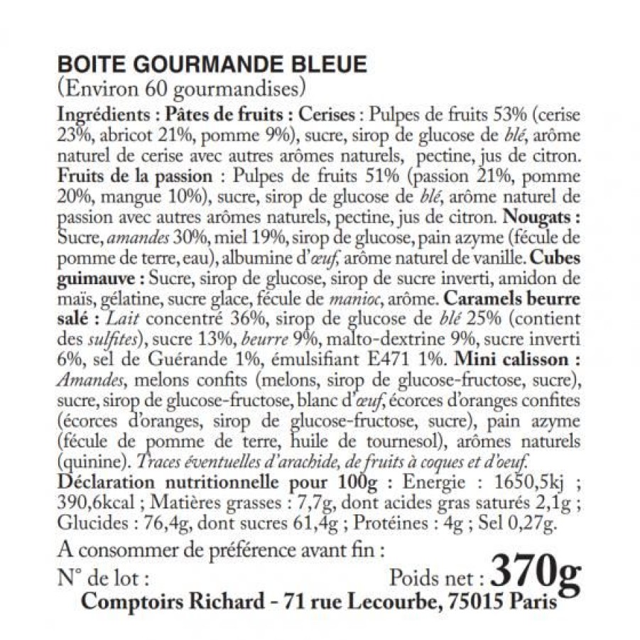 Epicerie Sucree Comptoi Rsrichard Coffret Et Offre Decouverte | Boite Gourmande Bleue Garnie De Gourmandises 370G