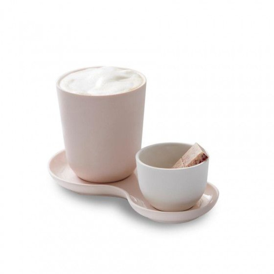 Accessoires Comptoi Rsrichard Mug Et Tasse | Set Cafe Gourmand Mug Coupelle Et Soucoupe Rose Et Blanc 33Cl