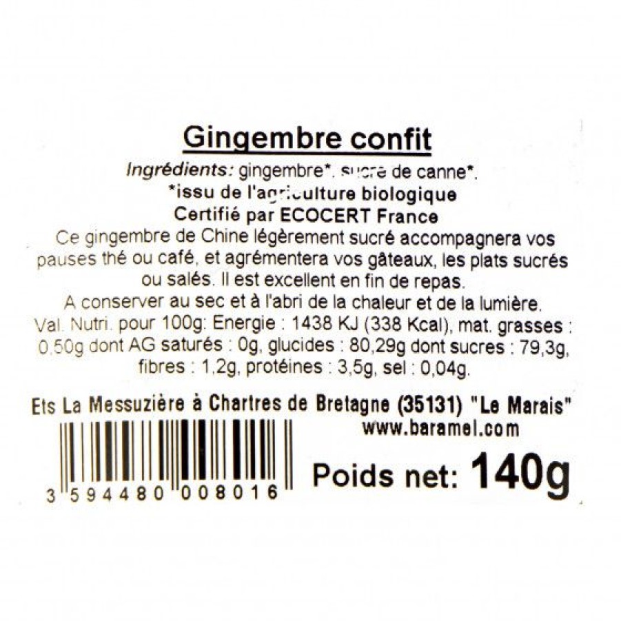 Epicerie Sucree Comptoi Rsrichard Biscuit Et Specialite | Sachet Garni De Gingembre Confit Bio 140G