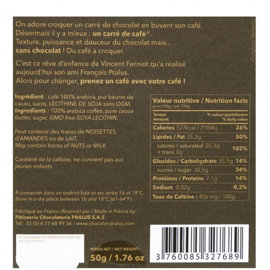 Epicerie Sucree Comptoi Rsrichard Chocolat | Carre De Cafe Noir A Croquer 50G