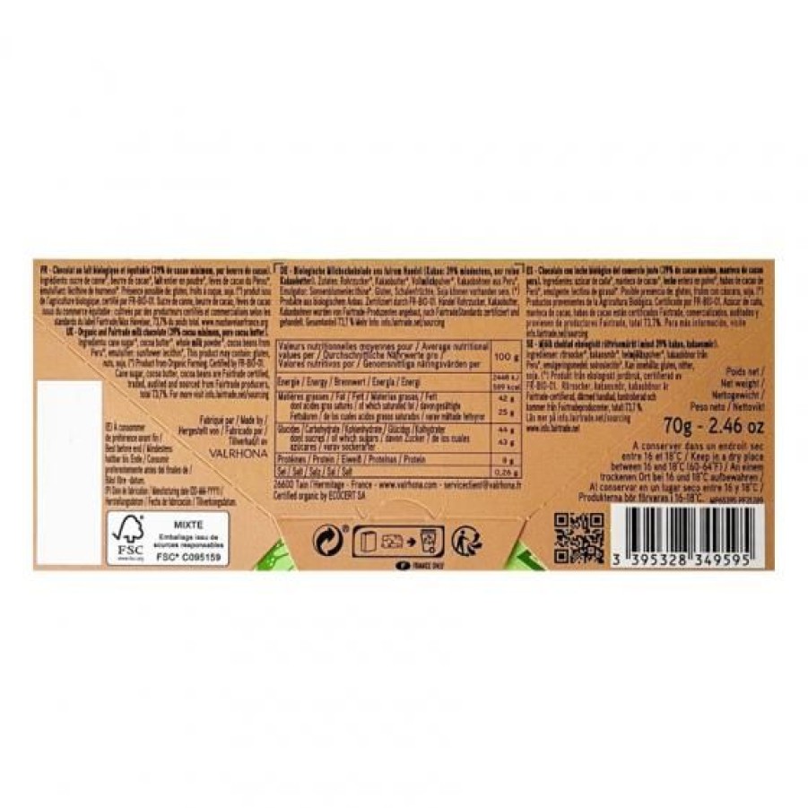 Epicerie Sucree Comptoi Rsrichard Chocolat | Tablette De Chocolat Au Lait 39% Andoa Bio 70G