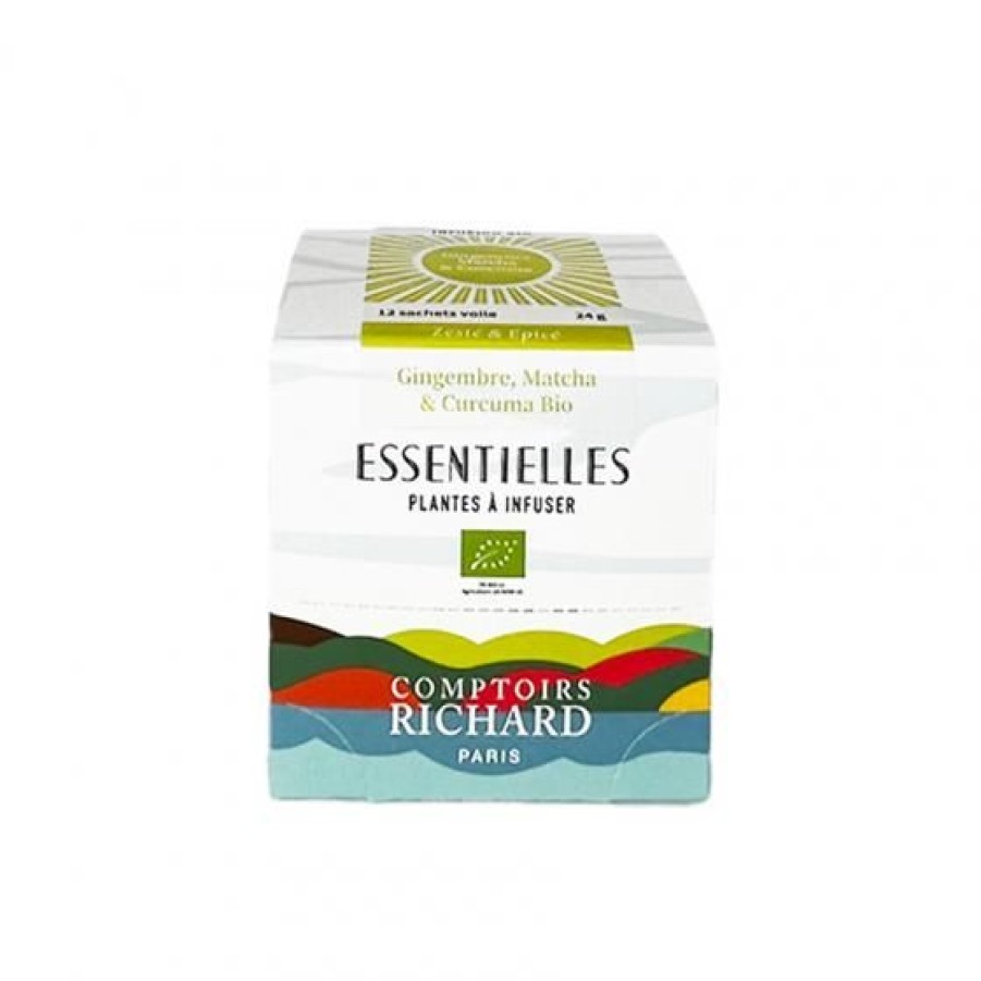 The Et Infusion Comptoi Rsrichard Rooibos Et Infusion | Infusion Essentielles Au Gingembre, Matcha Et Curcuma Bio 12 Sachets