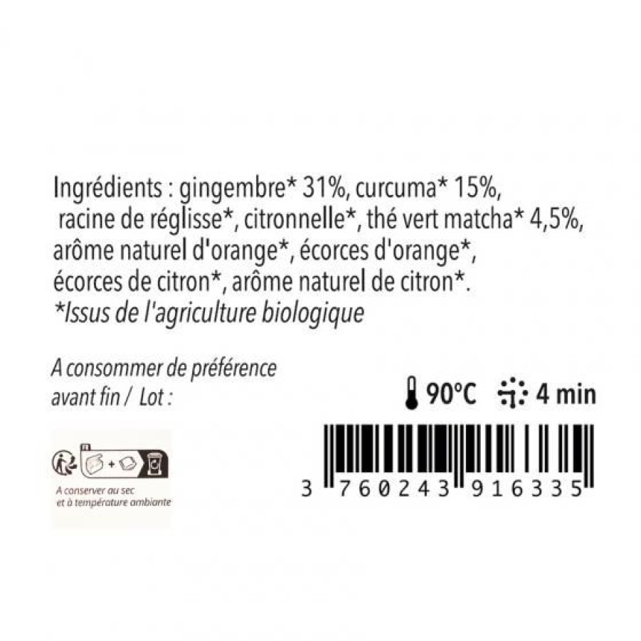 The Et Infusion Comptoi Rsrichard Rooibos Et Infusion | Infusion Essentielles Au Gingembre, Matcha Et Curcuma Bio 12 Sachets