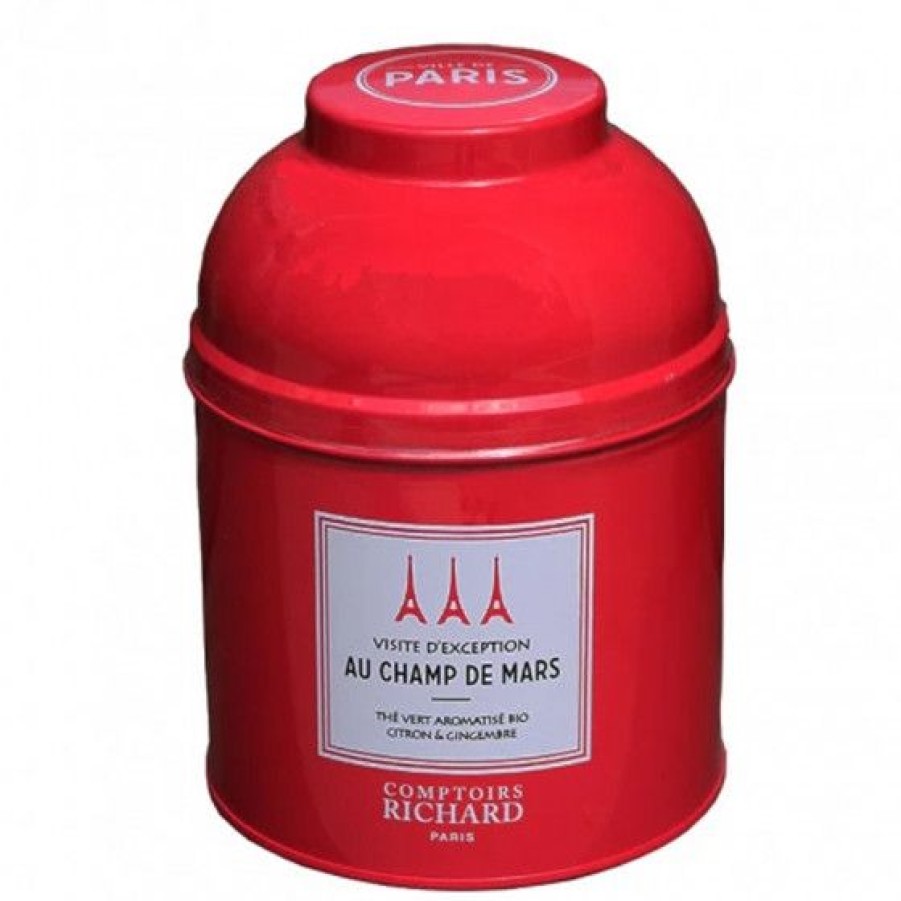 The Et Infusion Comptoi Rsrichard The Aromatise | The Vert Bio Citron & Gingembre Visite D'Exception Au Champ De Mars Boite Laquee Sachets Mousseline X15