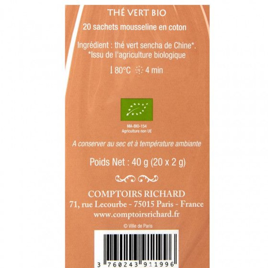 The Et Infusion Comptoi Rsrichard The Pure Origine | The Vert Bio Sencha Balade Poetique A Saint-Germain Sachets Mousseline X20