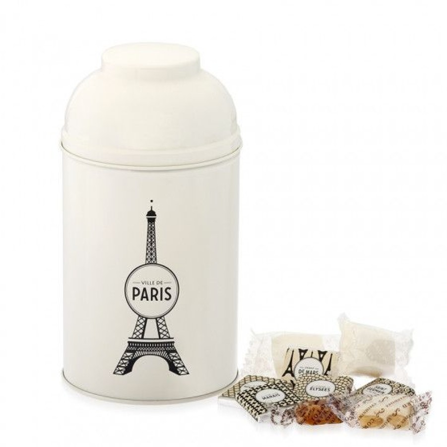 Epicerie Sucree Comptoi Rsrichard Boite Gourmande | Boite Tour Eiffel En Metal Laque Blanche Garnie De Confiseries 265G