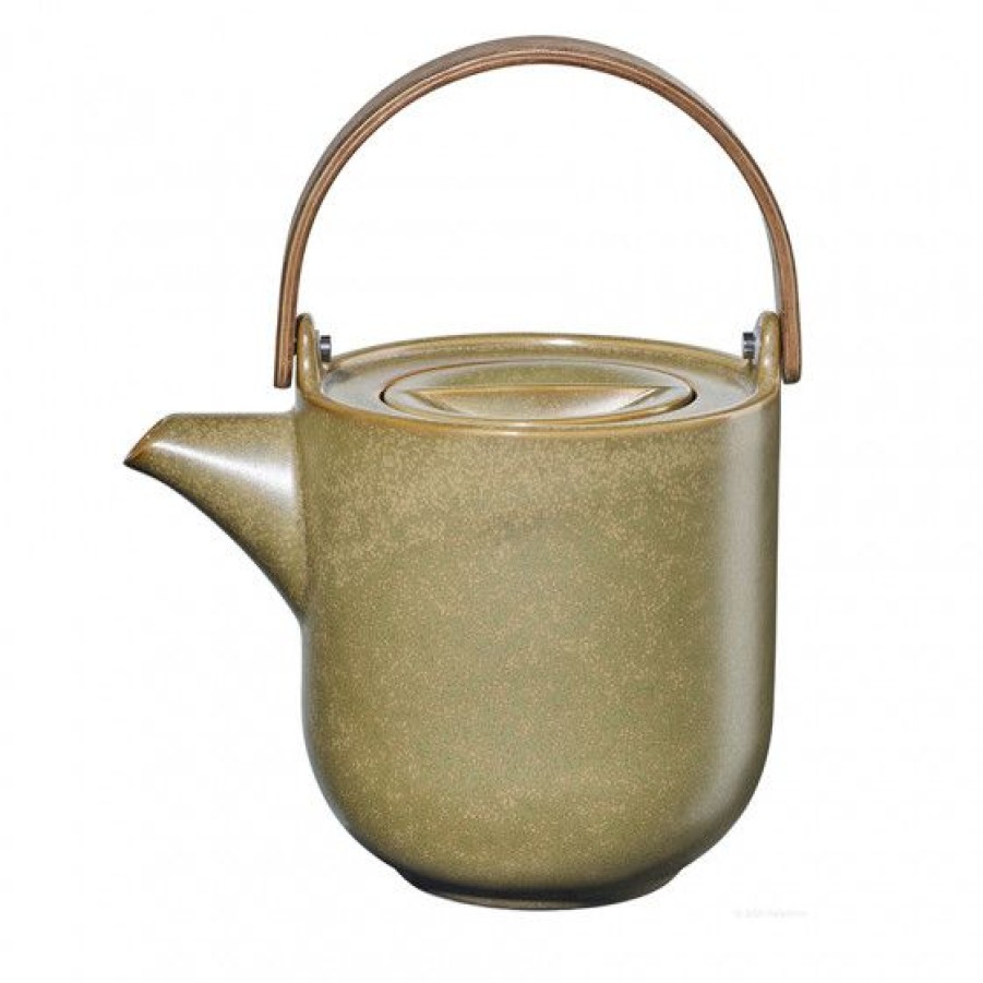 Accessoires Comptoi Rsrichard Theiere | Theiere En Porcelaine Taupe Et Anse En Bois Miso 1L